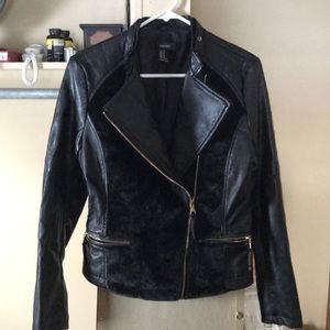 Forever 21 faux fur faux and leather jacket